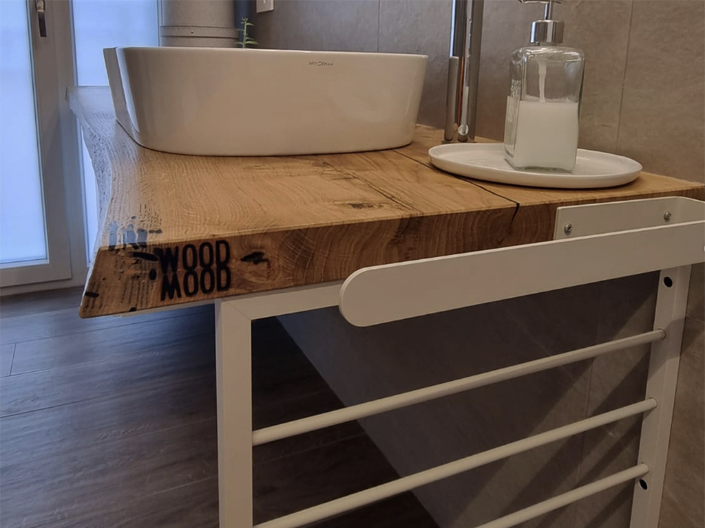 Top bagno legno e resina
